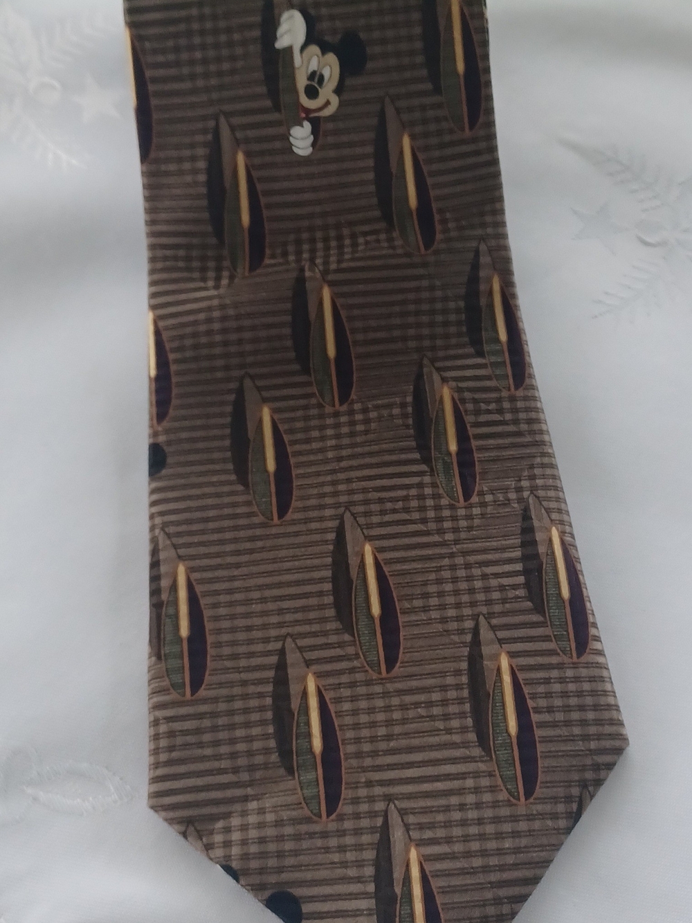 Disney Brown Patterned Men's Tie with Character Detail